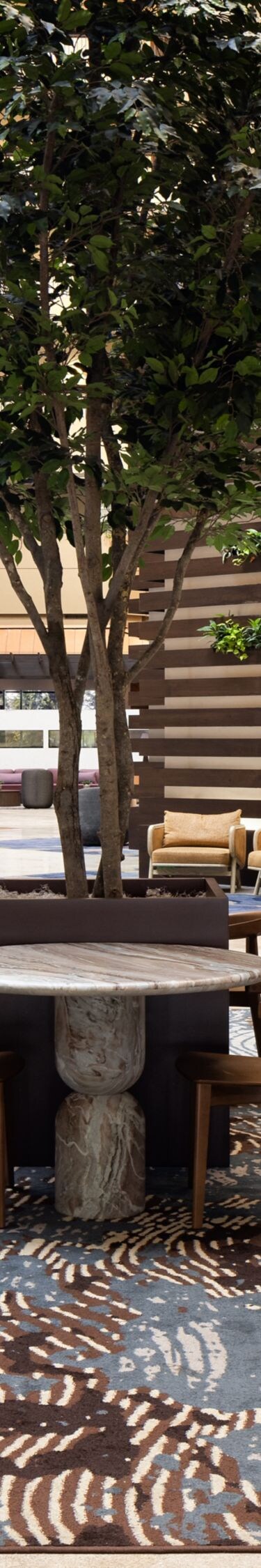 Lobby seating in open atrium space