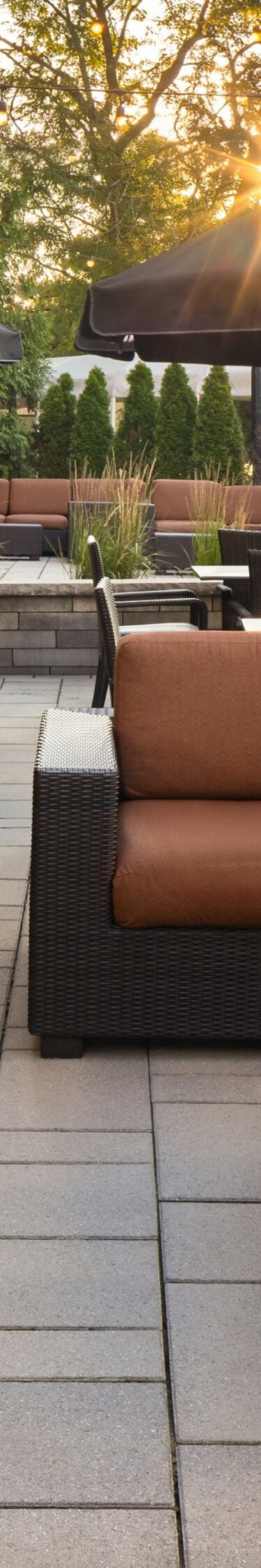 Hotel patio with lounge seating