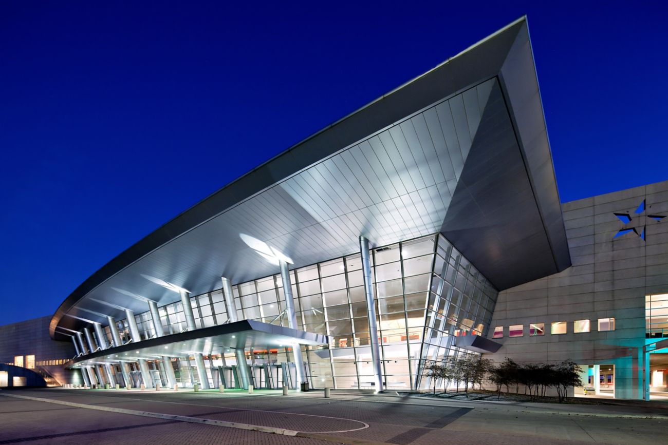 convention center, building, evening sky
