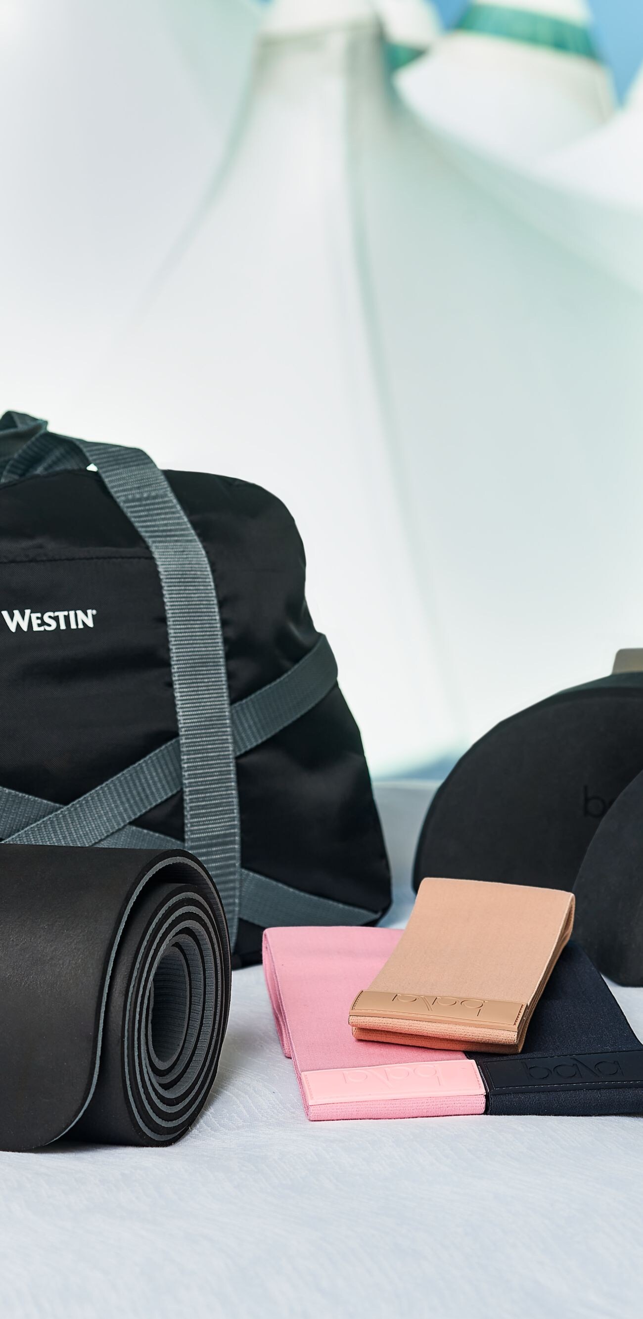 yoga and pilates equipment in a guest room