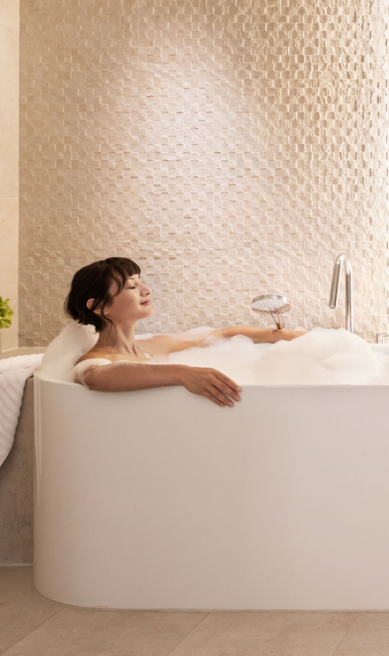 Freestanding bathtub in a hotel suite