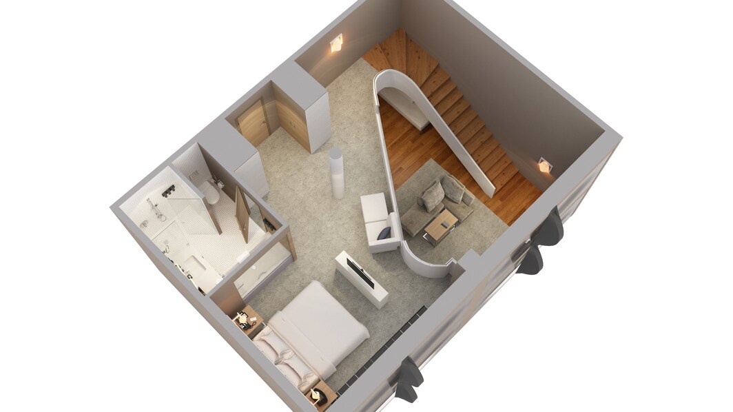 Plano de piso 3D suite Maisonette  