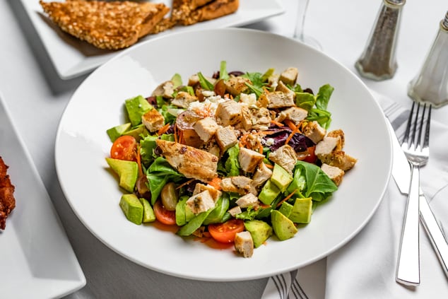 Salad with chicken and assortment of vegetables