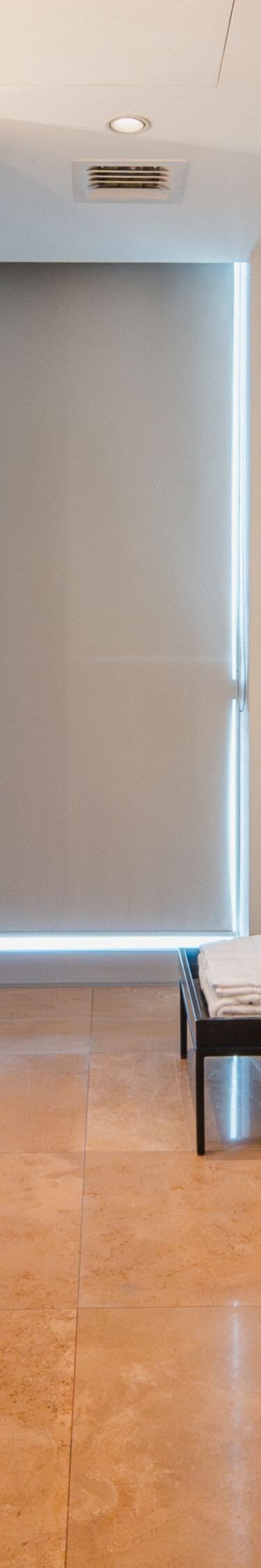 Bathroom amenities and vanity