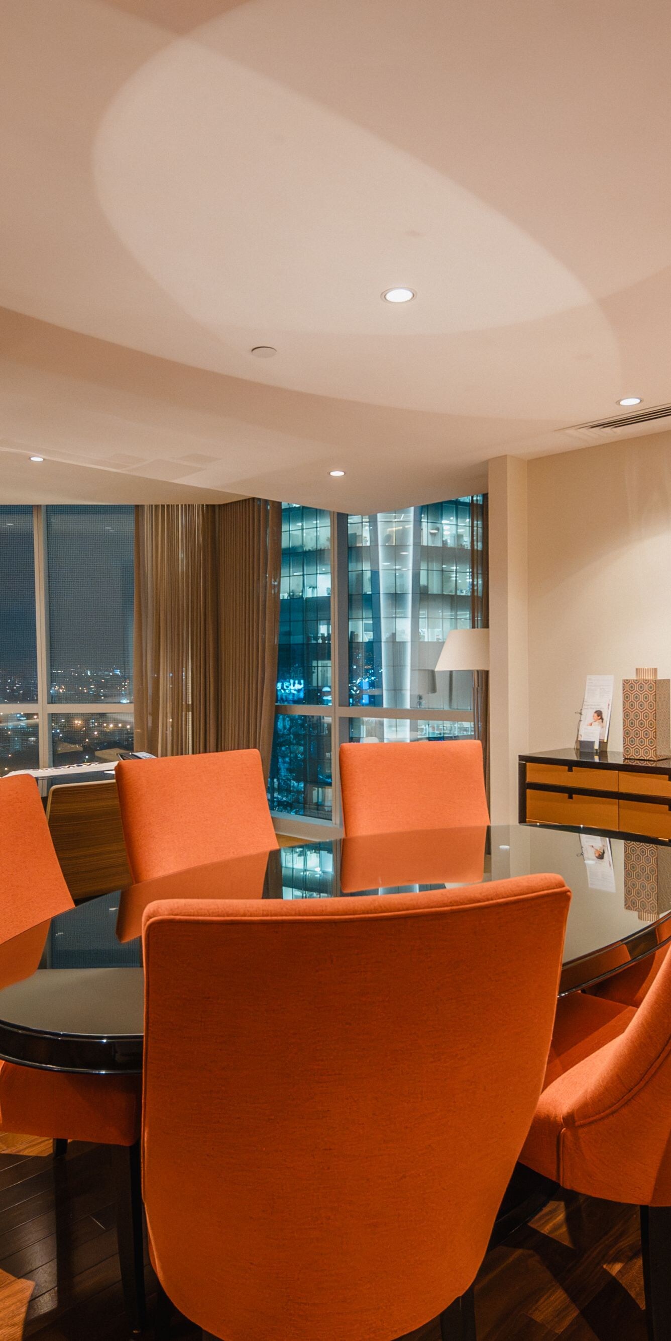 Suite dining and living area