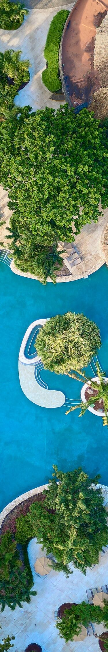 Aerial view of resort pool.