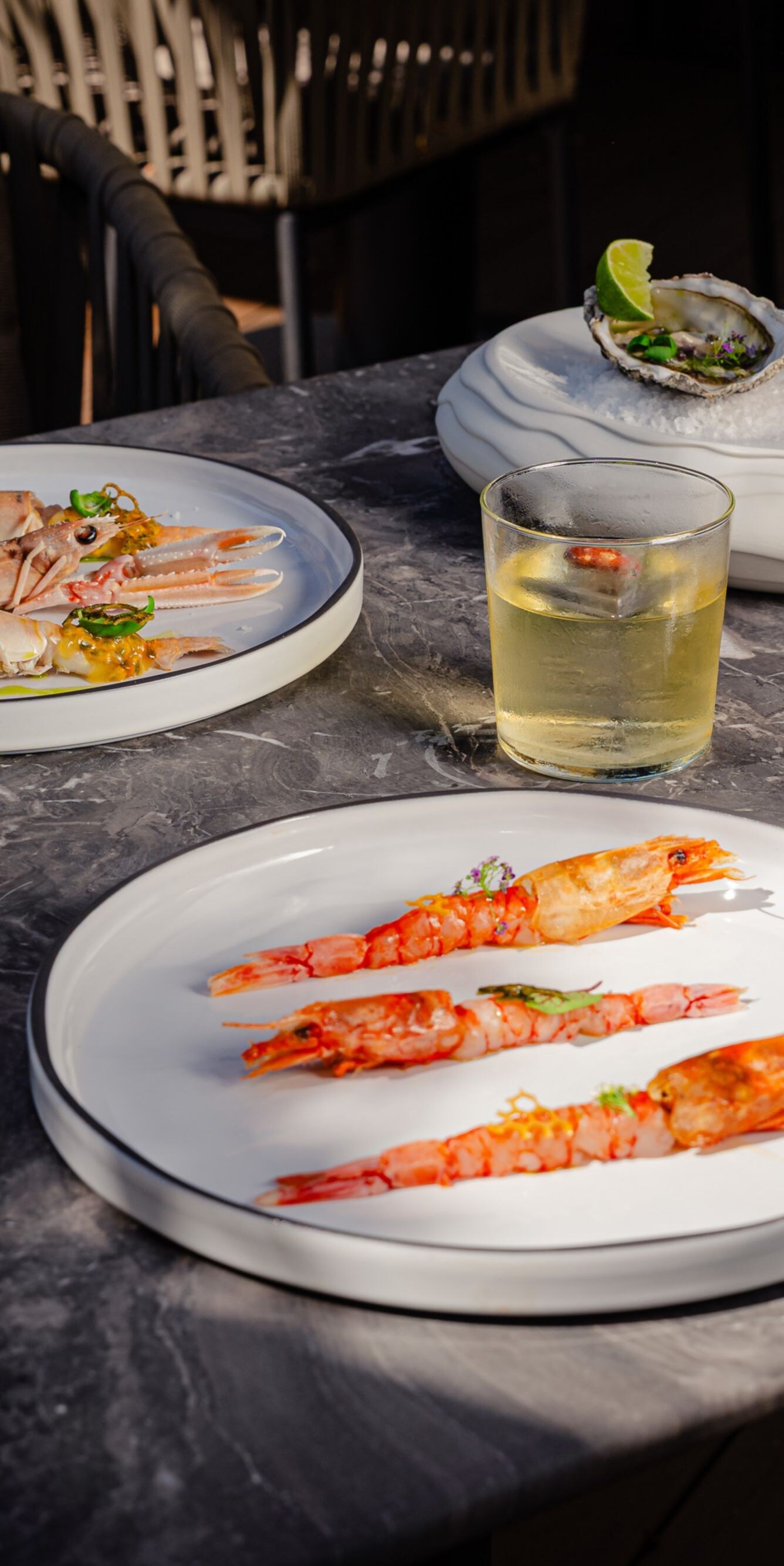 Seafood dishes and signature cocktails 