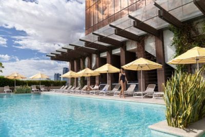 Couple by the outdoor pool