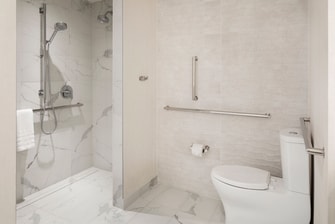 ADA compliant roll-in shower and grab bars