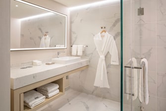 Bathroom vanity with robe