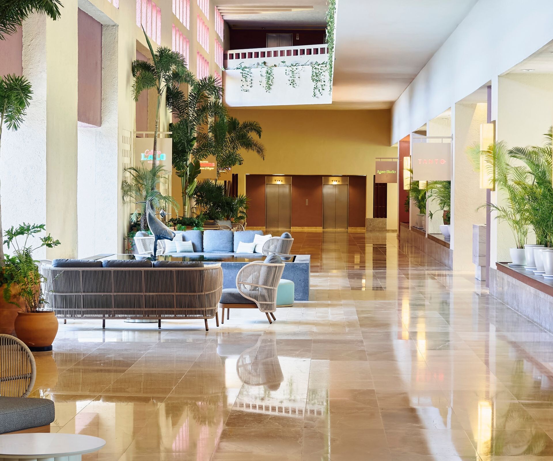 Property corridor with different food options