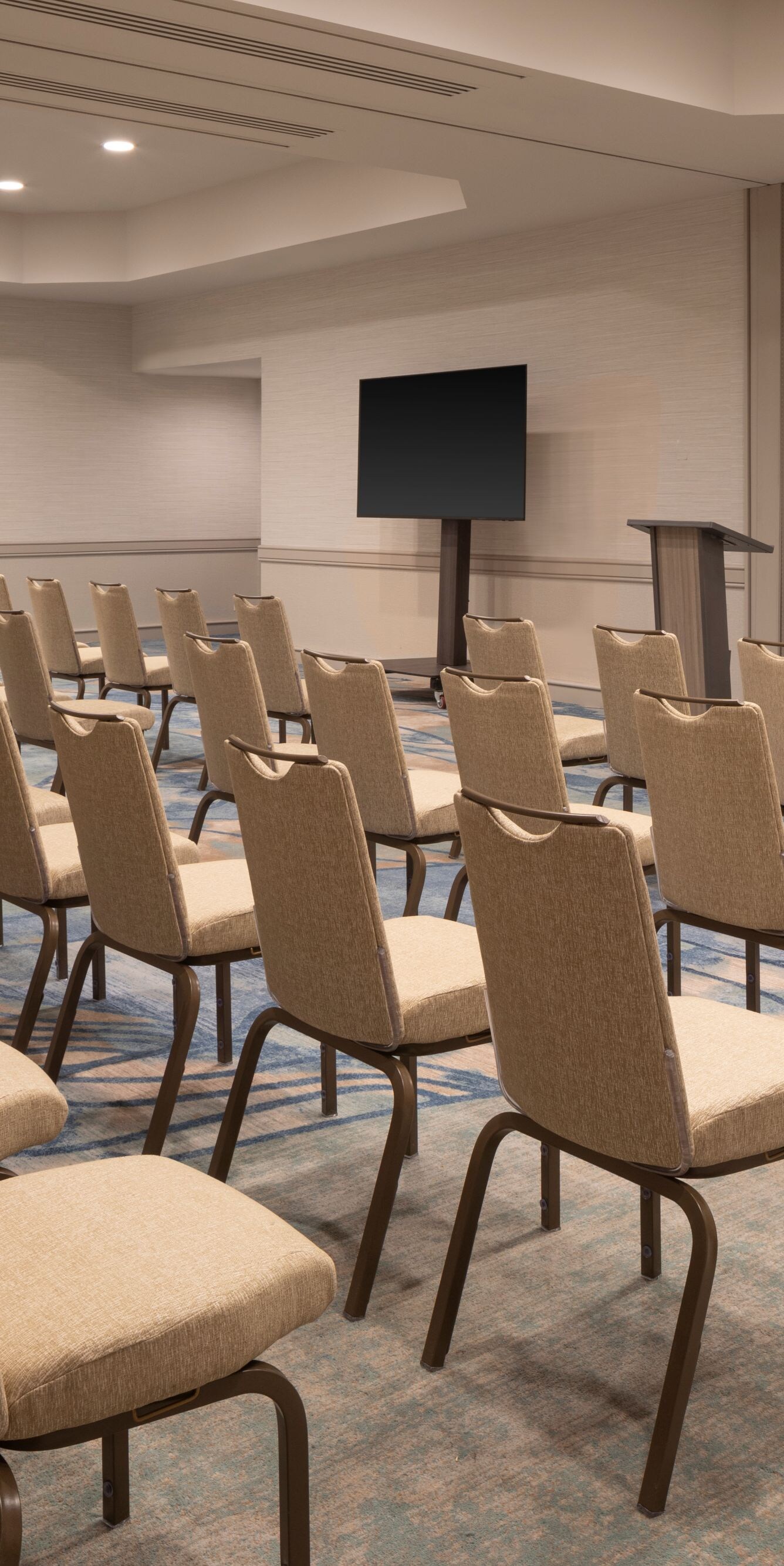 Modern meeting room with theater‑style seating