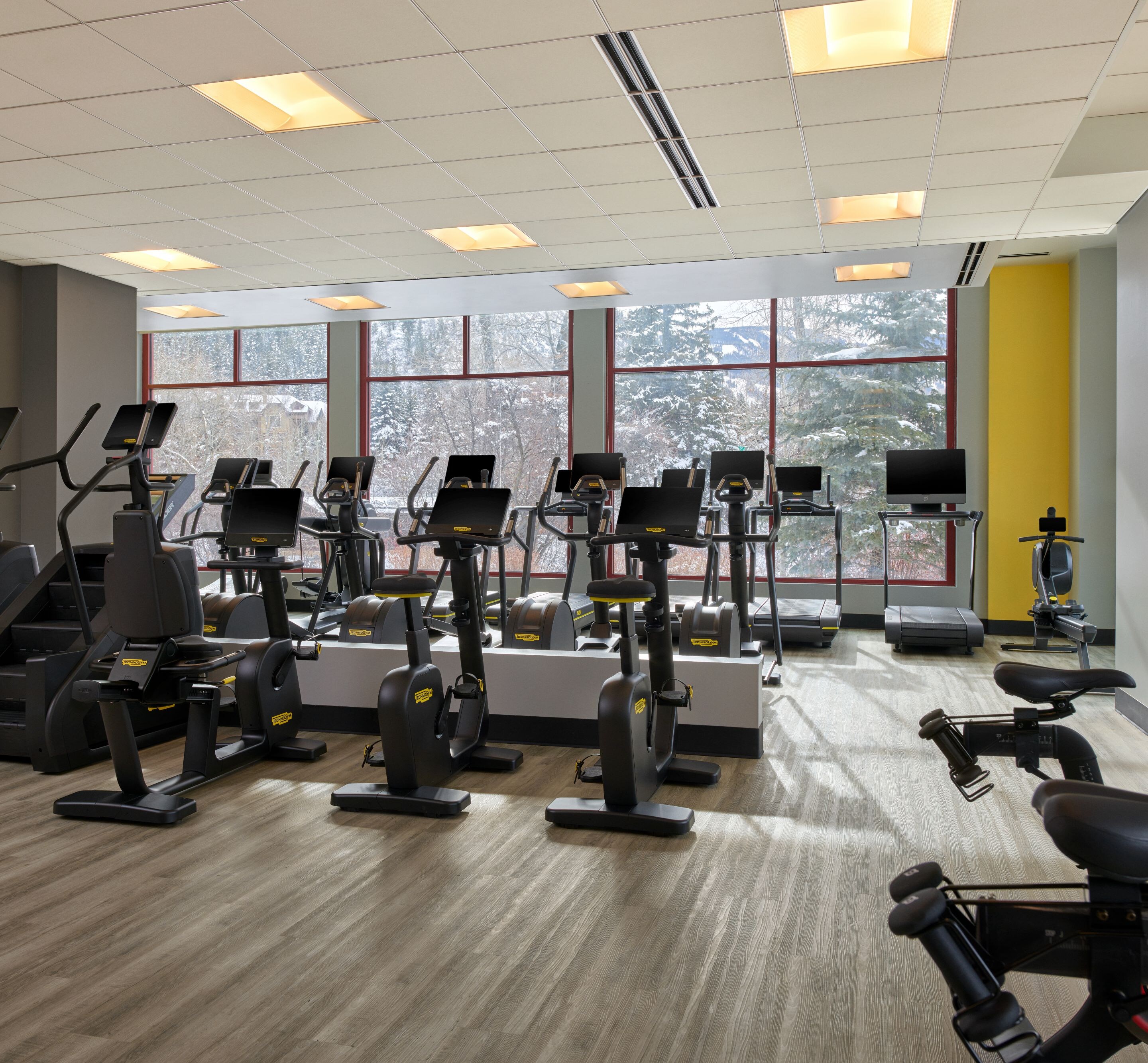 Fitness center with treadmills, bikes, weights
