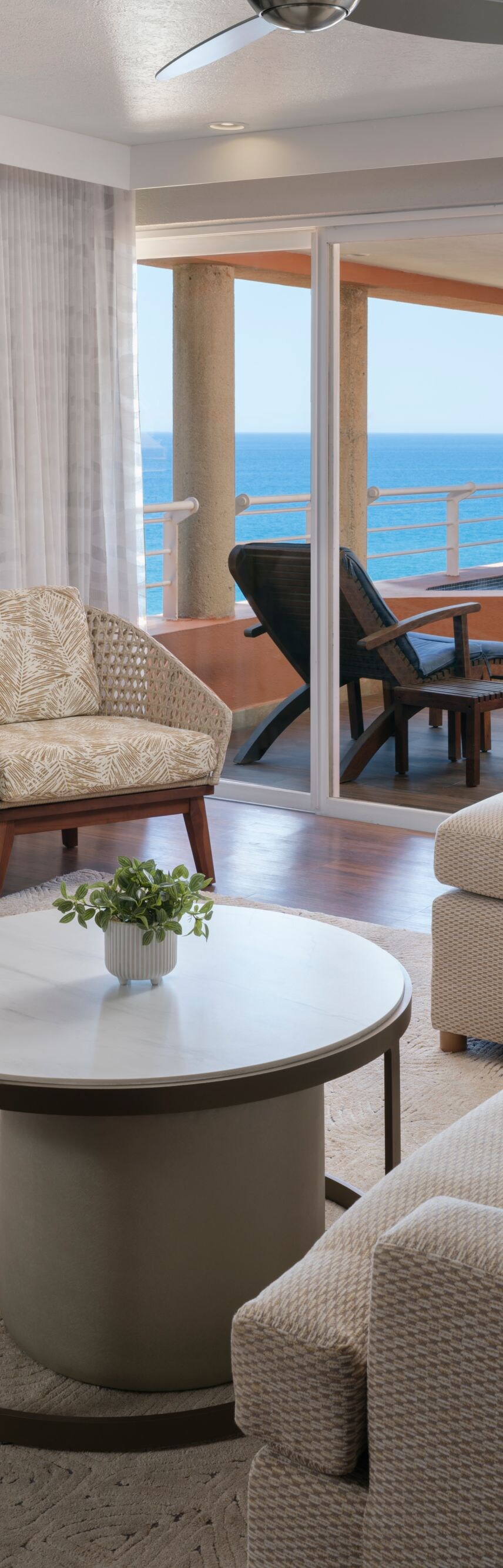 Living room suite with ocean view balcony seating