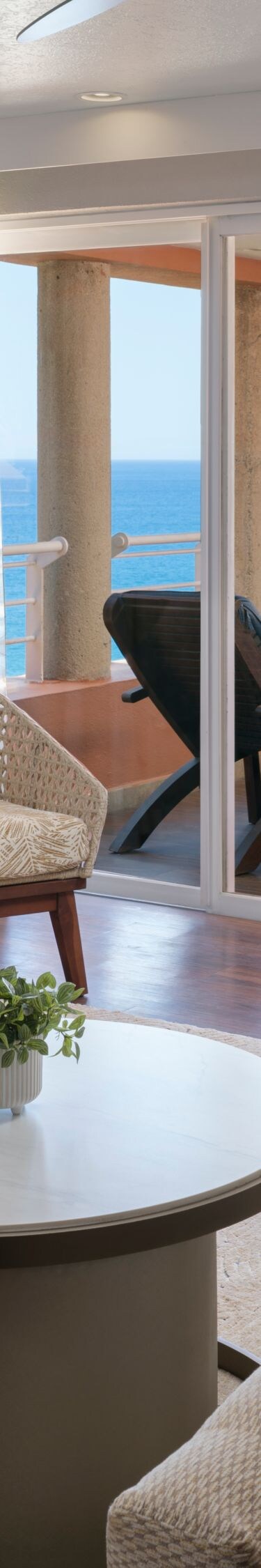Living room suite with ocean view balcony seating