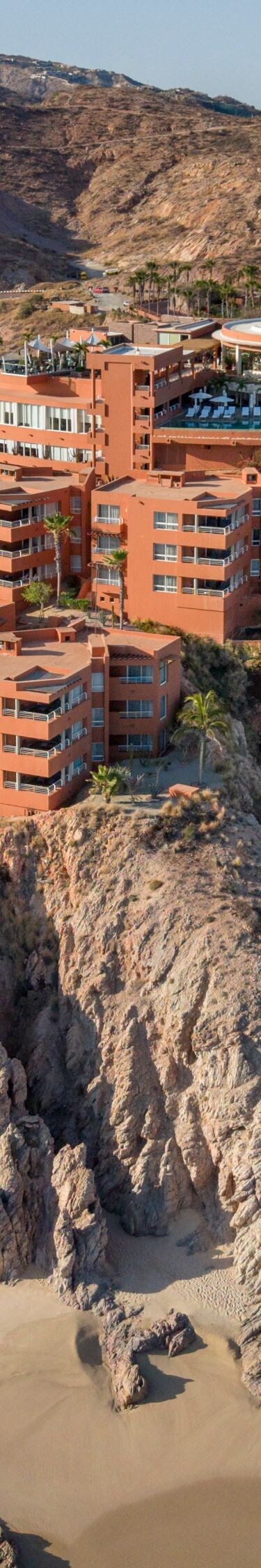 aerial view of resort, cliffs, and ocean