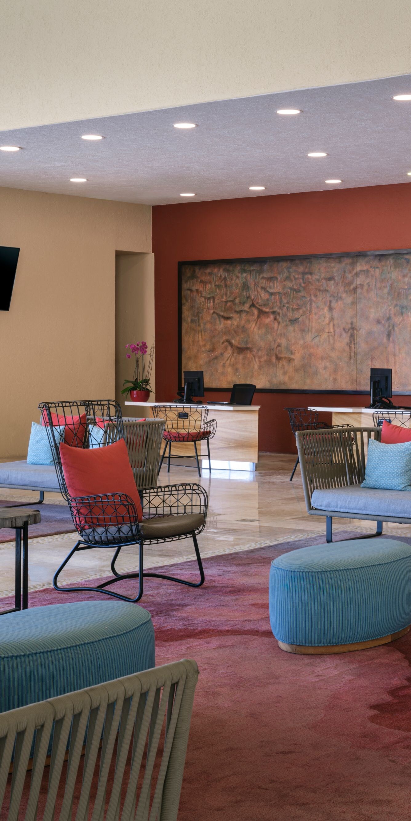 Concierge desk and seating area