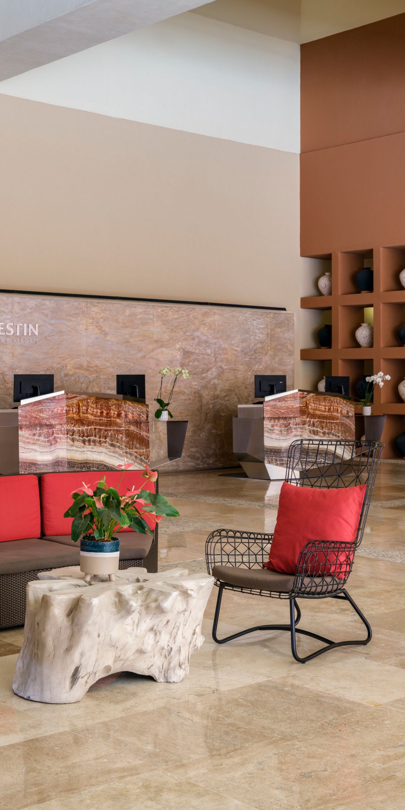 Lobby, front desk, and seating area