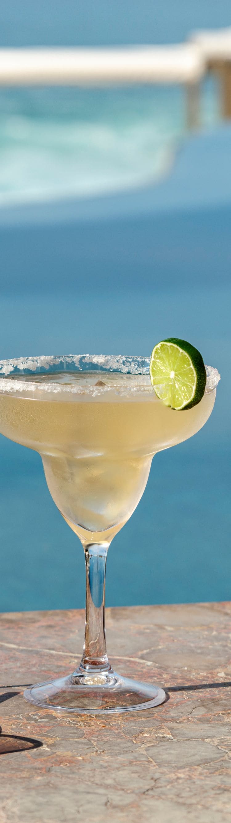 Margarita drinks at beachfront pool bar