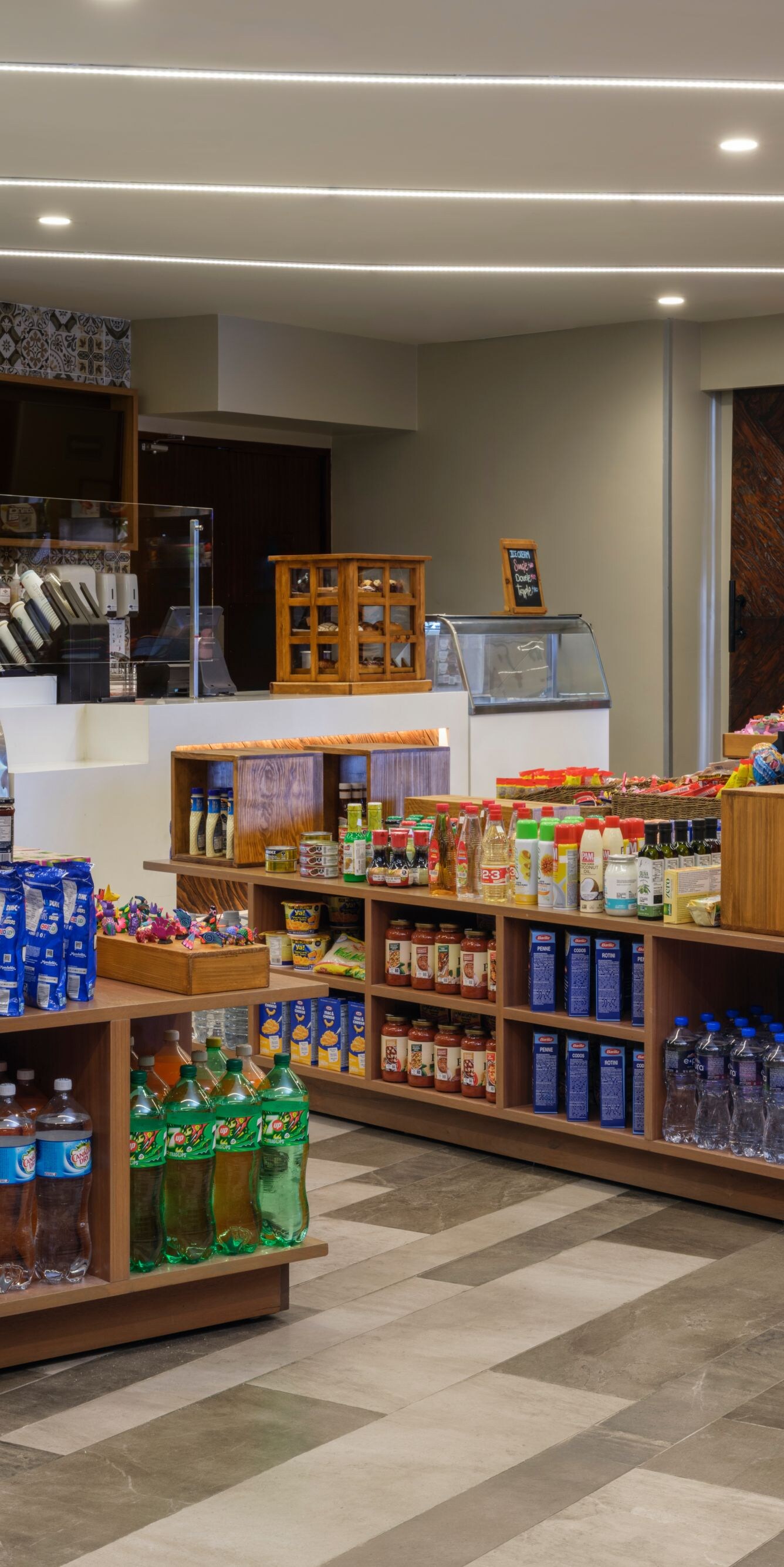 Store with food counter, snacks, drinks