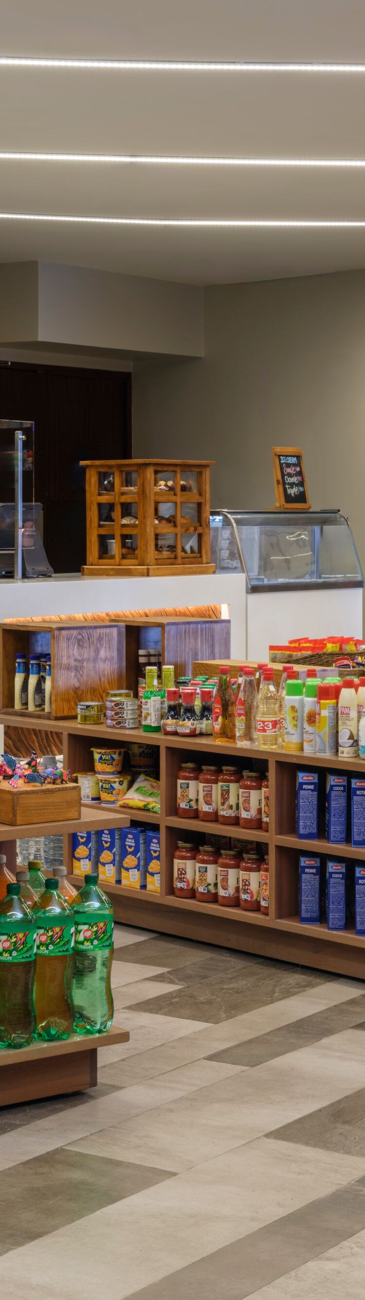 Store with food counter, snacks, drinks