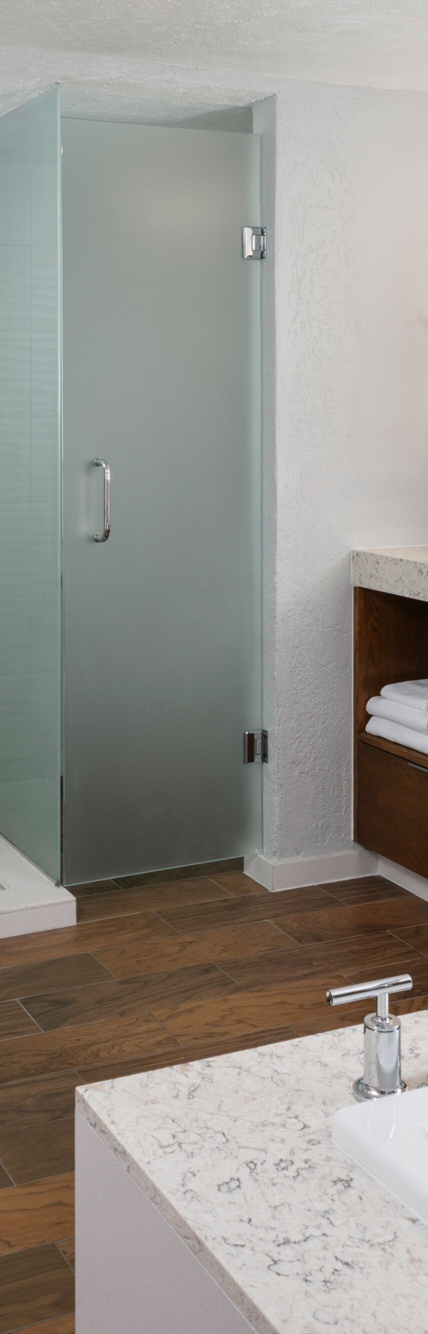 Double vanity, soaking tub, and walk-in shower