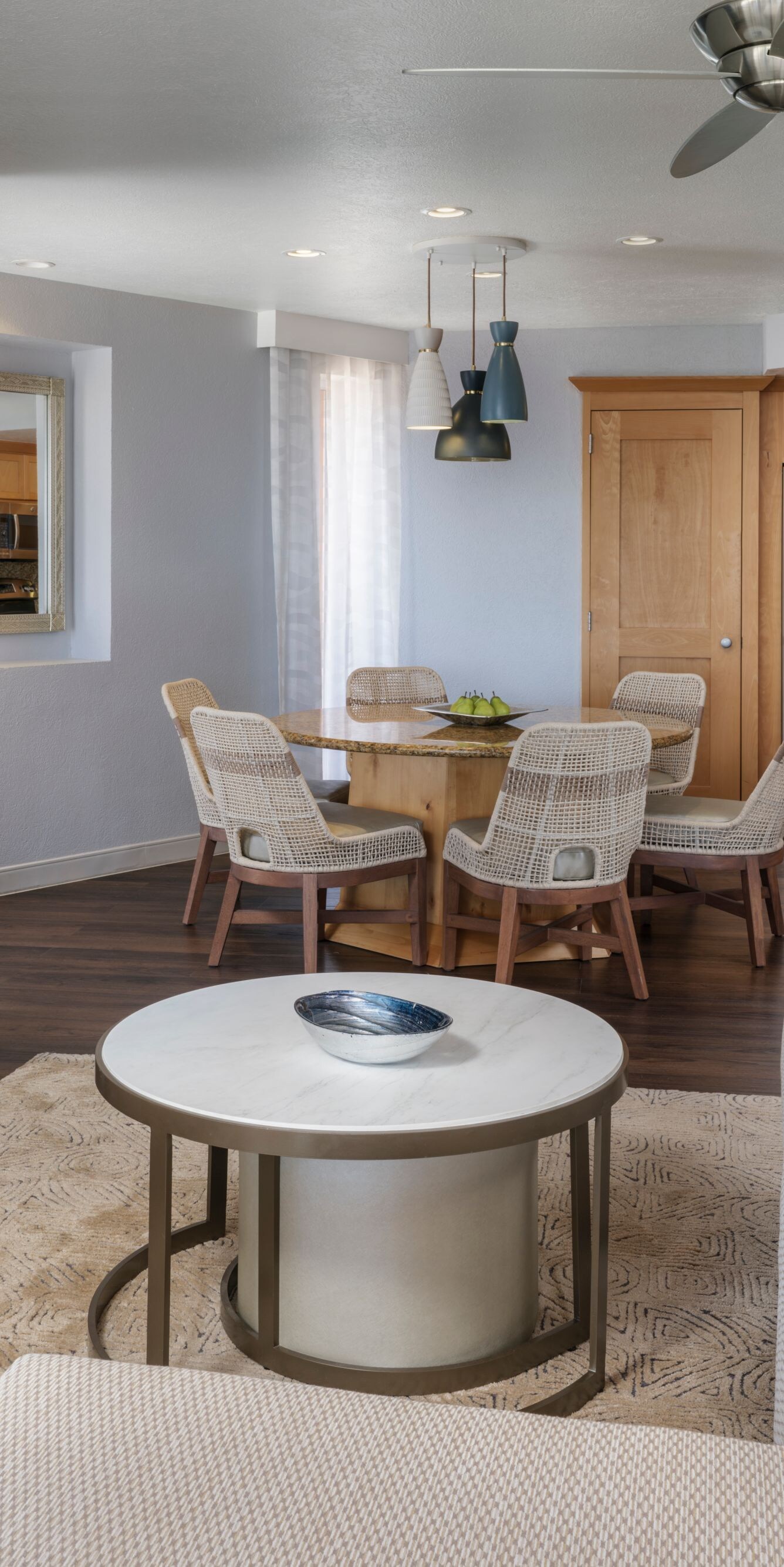 Living and dining area with kitchen