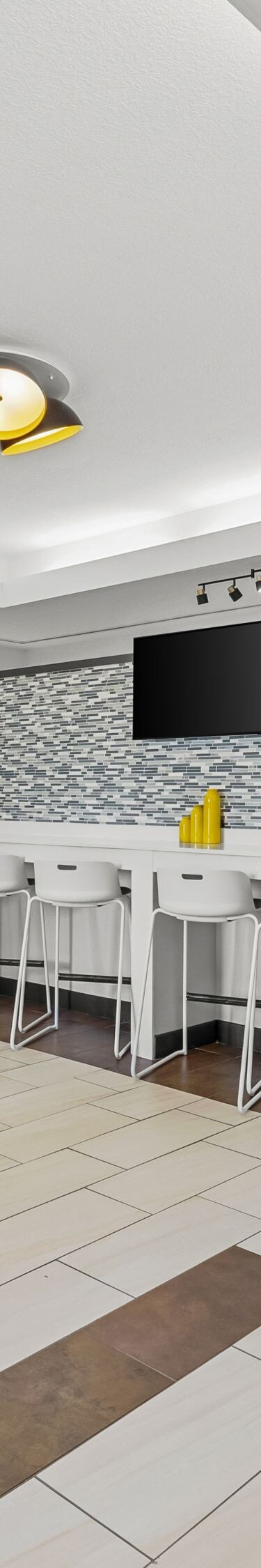 Breakfast tables with high-top counter seating