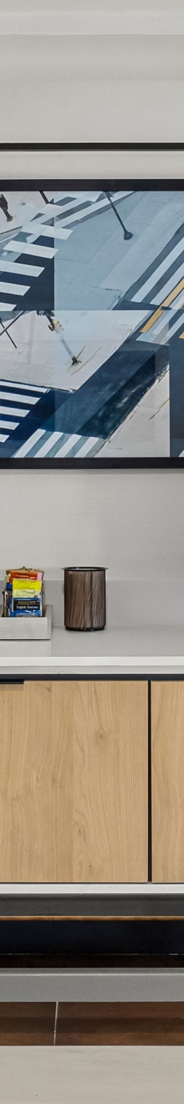 Self-serve coffee station near front desk