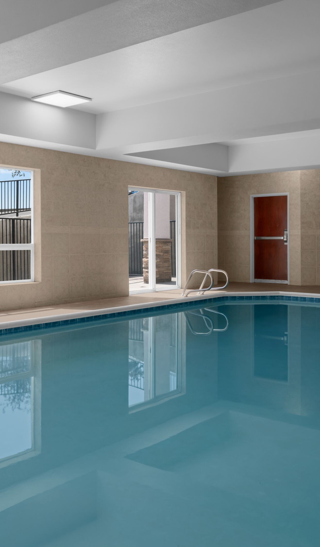 Indoor Pool, towel display, large windows