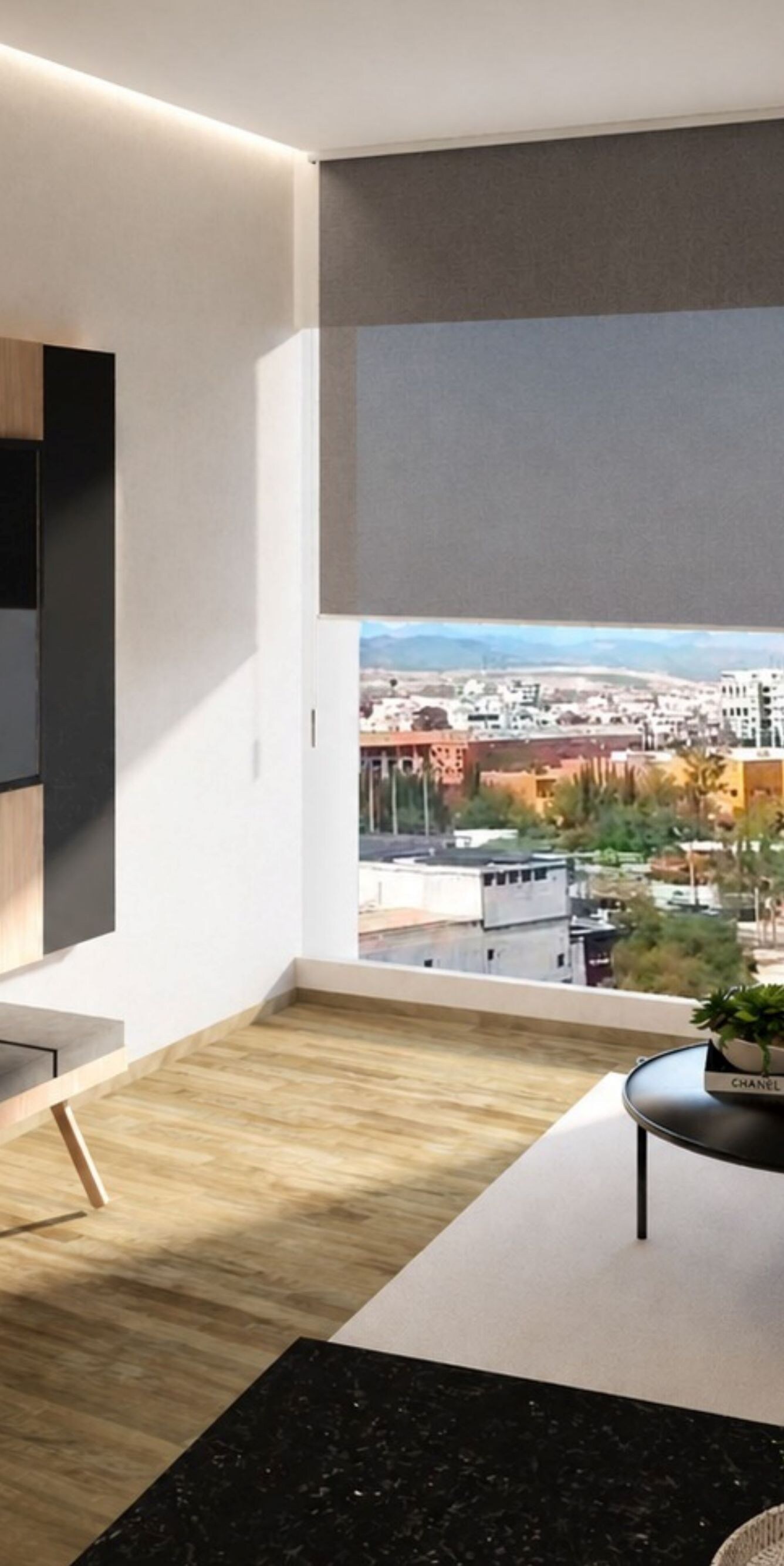 Vista a la ciudad, sala de estar , televisor, sofá