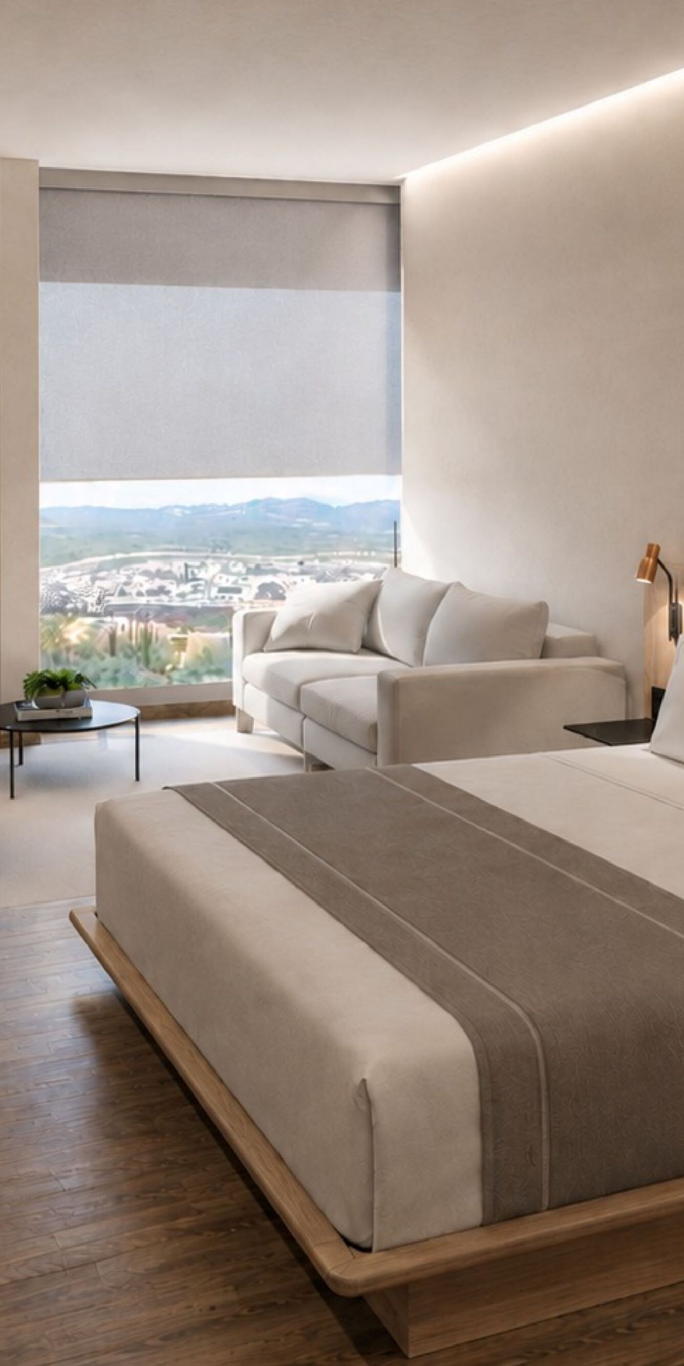 Suite, cama, televisor, muebles