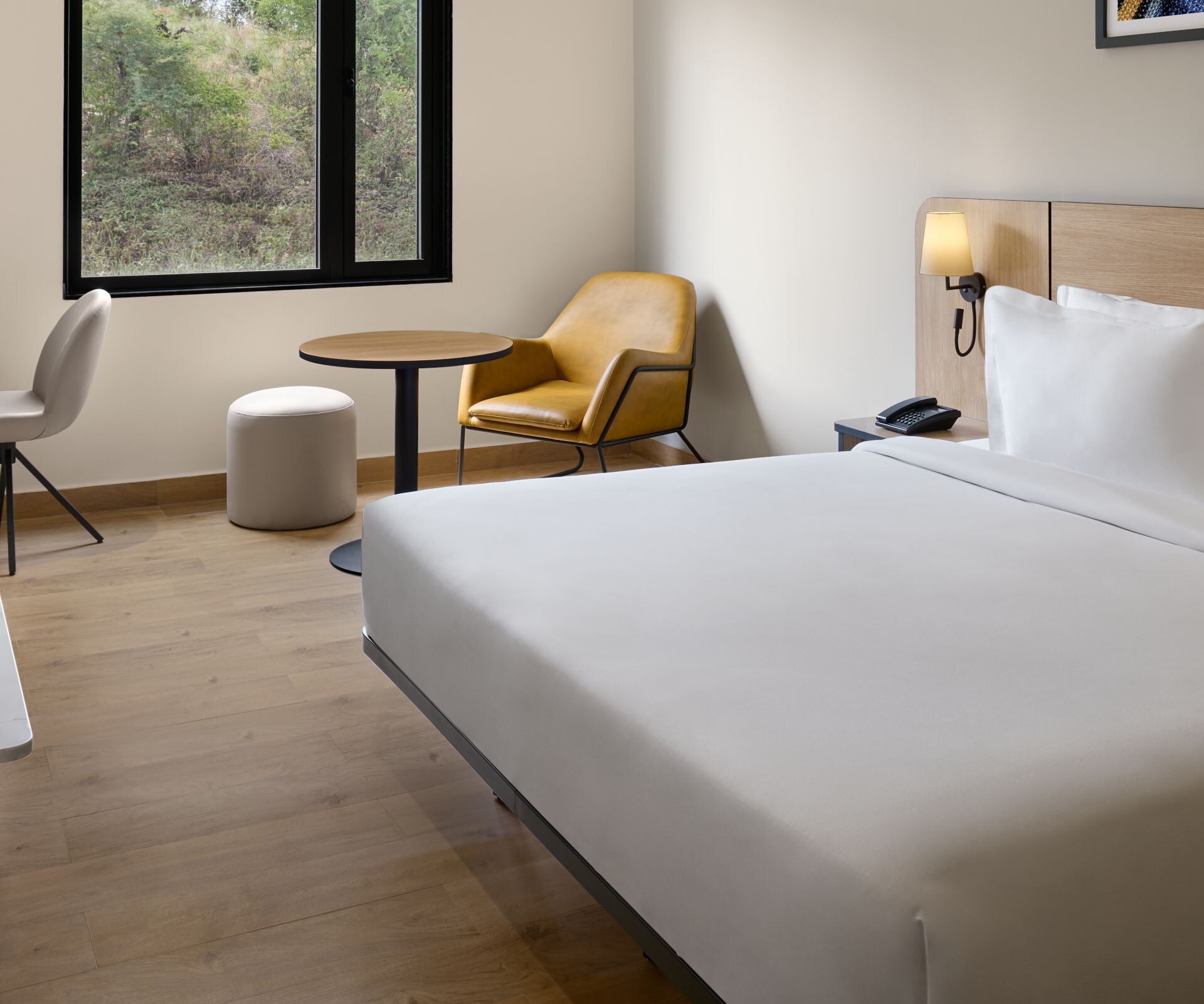 King guest room with mountain view
