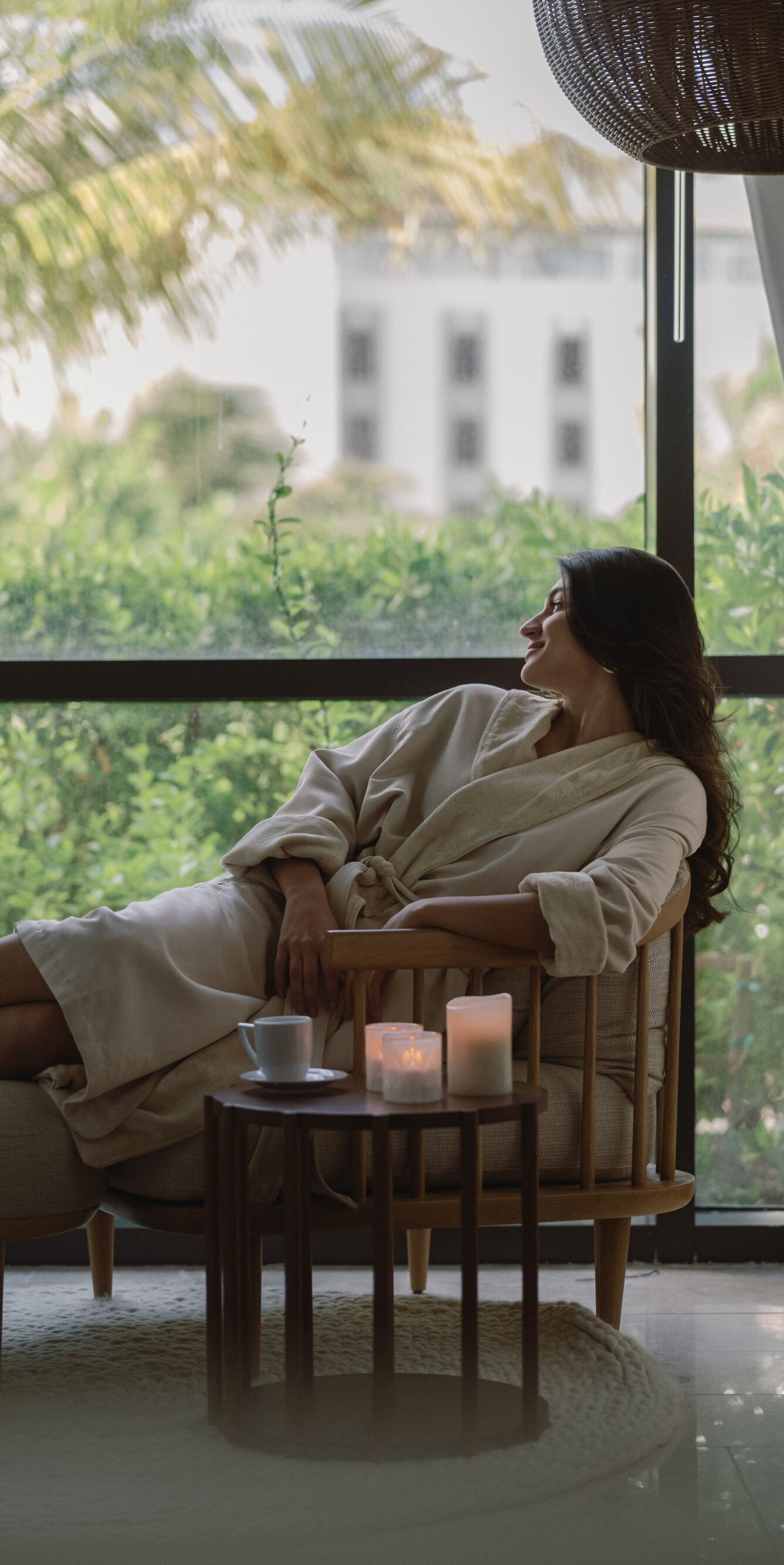 Woman resting in spa lounge chair