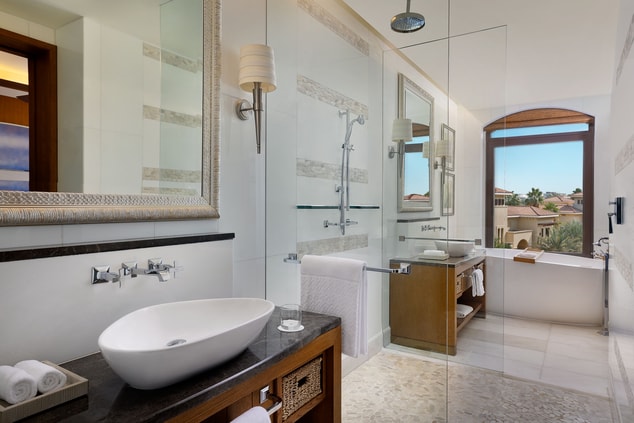 Superior Room Bathroom Amenities and view 