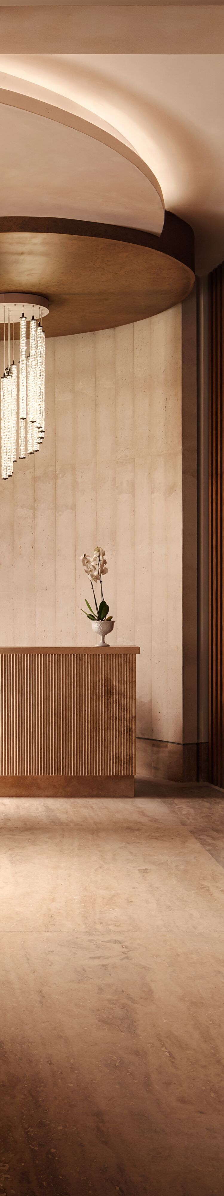 zona de recepción del spa con mostrador