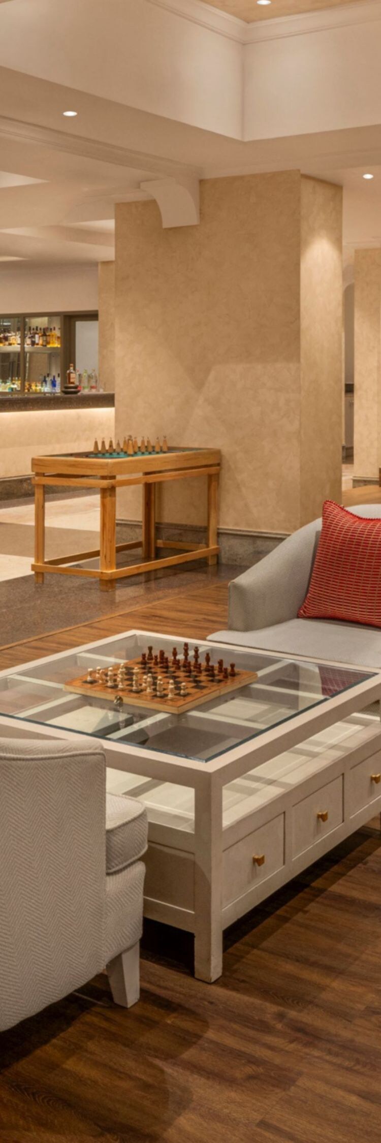 Game room with pool table, seating and lounge area