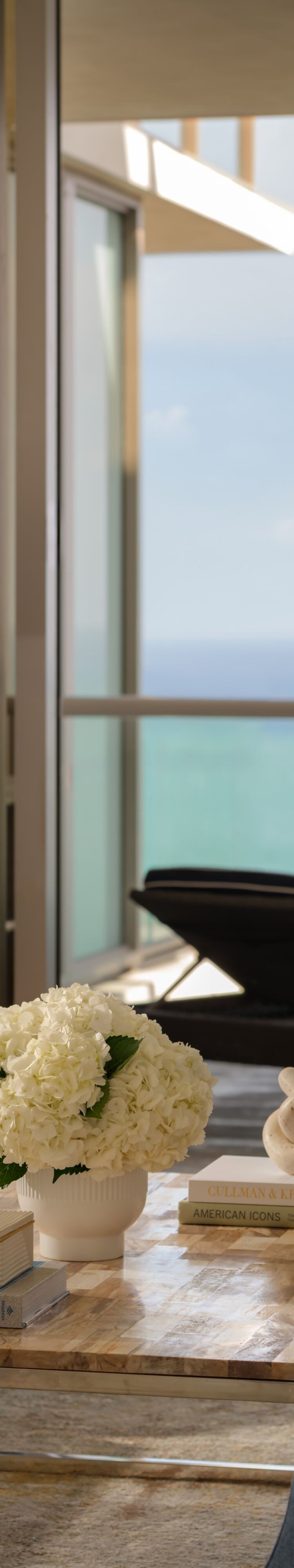Living space with ocean-facing windows