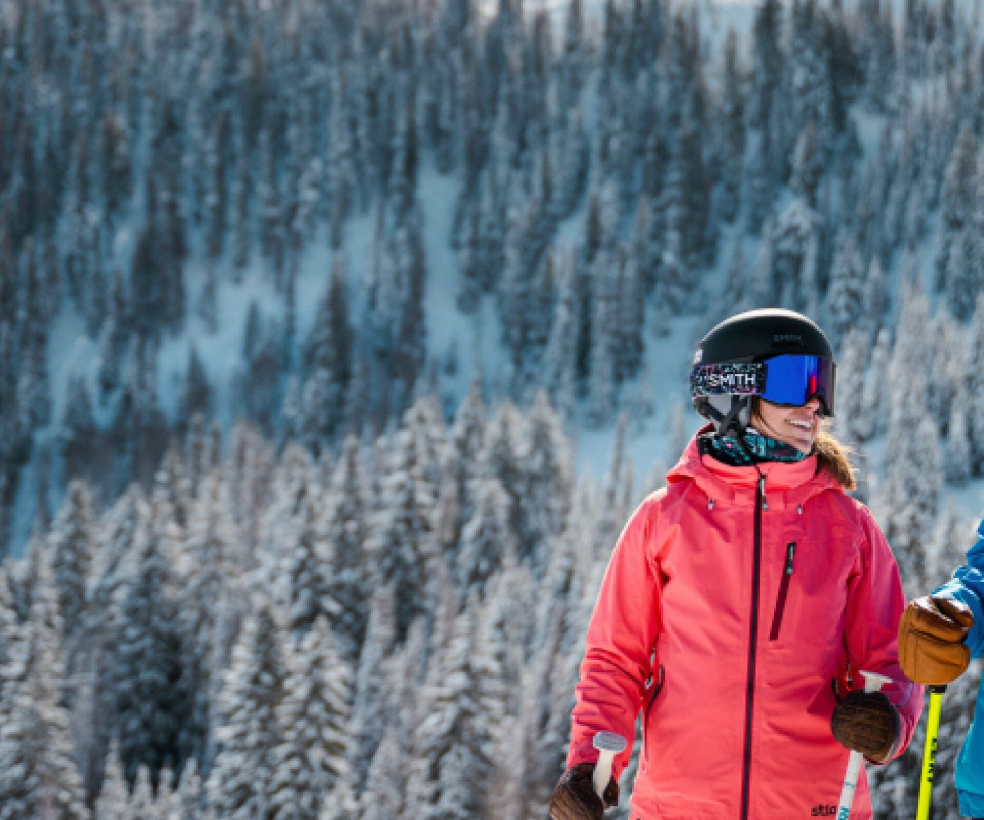 A couple enjoys their time on the mountain
