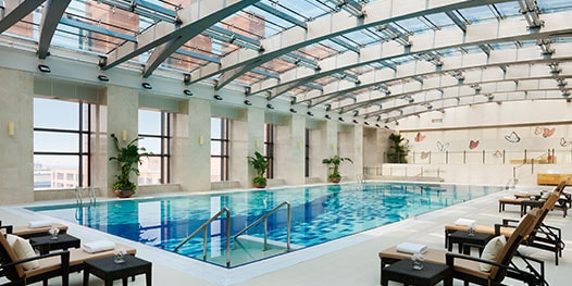 Indoor pool with glass-covered roof