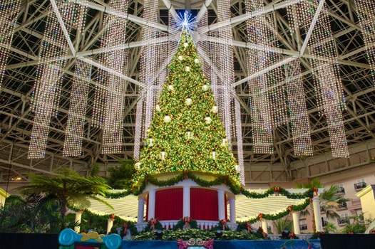 Decorated Christmas tree in Gaylord Palms atrium