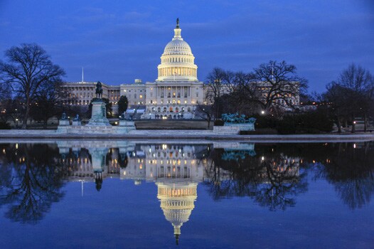 US Capitol Building in evening