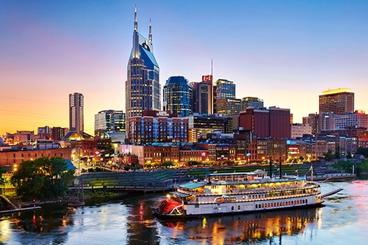 Riverboat with Nashville skyline in the background