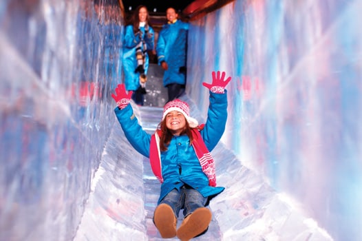 Girl going down ICE! slide