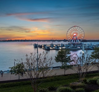 view of the Capital Wheel on the Potomac River