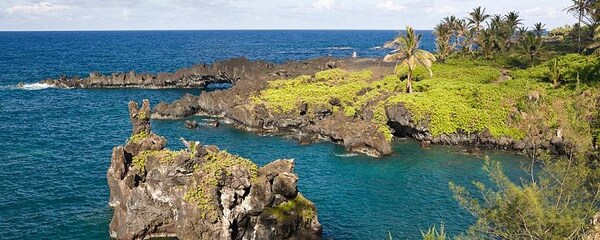 View of rock formations at a state park in Hawaii.