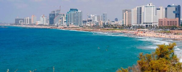 A view of the inviting Tel Aviv beaches and city from a nearby hillside
