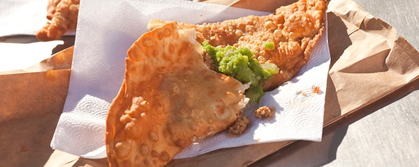 Empanadas from a food truck served for lunch.