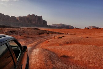 Driving through Wadi Rum