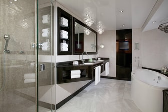 Spacious bathroom of the Presidential suite at The Westin Grand hotel Berlin